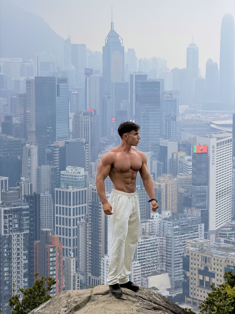 Alberto today, with Hong Kong behind him